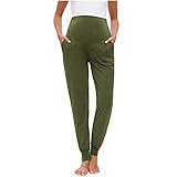 WENZHOU Damen Schwangerschaftshose Umstandshose Sporthose für Schwangerschaft Umstandsmode Hose Damen Umstandshose Jogginghose Lang Schwangerschaft Schlafanzug/Pyjama/Yoga H