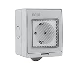 Konyks Pluviose Easy EU Smart Steckdose, WLAN + Bluetooth, IP 55, 16A, 3680W, Verbrauchszähler, kompatibel mit Alexa und Google Home, einfache Automatisierung