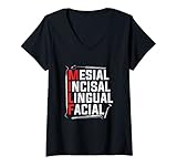 Damen Funny Dental MILF Mesial Incisal Lingual Gesichtsbehandlung T-Shirt mit V