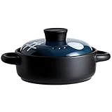 WYZQ Keramikkochtopf 1,5 Liter marokkanischer Topf Ton Hohe Temperaturbeständigkeit Anti-Verbrühungsgriff Slow Cooker Glatte glasierte Oberfläche,C (C),Kochg