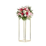DYJD 1 stücke Hochzeit Herzstück Blumenständer Metall Blume Bodenvase-Spalte Blumenständer Geometrische Mittelstücke Vase für Tische,Gold,80