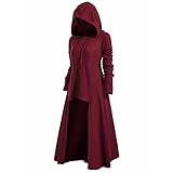 Darringls Halloween Gothic Kleidung Damen mit Kapuze Mittelalter Kleid Tie Dye Renaissance Kostüm Damen Mittelalter Kleidung Langarm Retro Gothic Cosplay Kostüm Hoodie Asymmetrische Maxikleid…