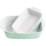 MÄSER 931136 Serie Kitchen Time, Auflaufformen rechteckig im 2er Set, eckige Ofenformen, ideal auch für Lasagne, kratz- und schnittfest, Keramik, 33 x 24 x 8 cm / 25,5 x 16 x 7 cm, Grü