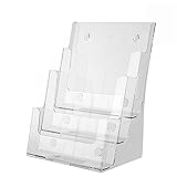 OMKMNOE Prospekthalter Ständer, Display Zum Aufhängen Wand Tisch Kartenständer Für Zeitschriften Kataloge Flyer Aufsteller Fächer Aus Transparent,Weiß