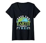 Damen Rette die Erde, pflanze einen Baum - Tag der Erde T-Shirt mit V