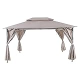 Naterial - Garten Pavillon OXIS - 3x4 m - 12,17m² - Wasserdicht Festzelt - Stahl - Dunkelgrau und Taup