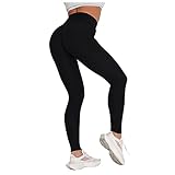 Sporthose Damen, Yoga Hose Sport Leggings Laufhose Tights Lange Blickdicht Yoga Fitnesshose mit Hohe Taille für Workout Gym Jogging Schw