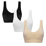 Daysskk 3 Pack Sport BH Damen Sport Bustier Ohne Bügel Büstenhalter Sport mit Abnehmbaren Pads L