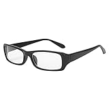 Unisex Brille Flacher Spiegel Fashion Dekobrille Ebenenspiegel Transparente Glasses Rechteck Clear Brille Strahlenschutz Light Gewicht schmal Rahmen ohne sehstärke mit Brillenetui für Computer PC
