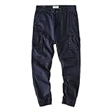Yikesnt Herren Freizeit-Overalls Vier Jahreszeiten Europäischen und amerikanischen Stil Große Lose Einfarbige Outdoor-Sporthose mit Taschen 31