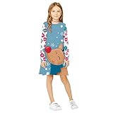 Lomelomme Weihnachtskleid Mädchen Kleider Langarm Freizeit Kinder Kleider Mädchen T-Shirt Kleid Karikatur Stickerei Kleidung Kleider Langarmkleid Elegant lang Herbst Winter Kleid 9-12 J