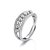 Banemi Ehering mit Gravur, Silber 925 Ring Damen Polka Dot Perlen Hohl Offene Hypoallergen Partnerring Valentinstagsgeschenk