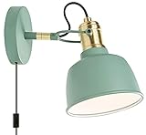 YONGGER Weiße Metalllese Wandleuchte, Einstellbarer Lampenhalter, Schlafzimmer Nachtwandelampe mit Schalterdraht, E14, Wandbeleuchtung, Wohnzimmer Wandbusch (Farbe: B)