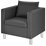 COSTWAY Kunstleder Einzelsofa mit Kissen, Einzelsessel, Sofagarnitur, Clubsessel, Loungesessel, Cocktailsessel, Ledersessel perfekt für Wohnzimmer oder Büro, G