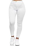 Elara Damen Jeans High Waist Slim Fit Chunkyrayan JS710-1 White 38 (M)