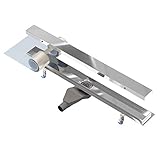 Edelstahl Duschrinne NORDONA® Complete Basic HG Extraflach mit Haarsieb | Länge: 60 cm | Inkl. Blende'Klassisch-Hochglanz' | Abgang Mitte | Niederprofilsiphon Einbautiefe nur 6 cm | Montagezubehö