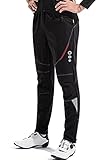 Santic Fahrradhose Lang Herren Radhose Winter Verdickte Thermo Fleece Outdoorhose Laufhose Winddicht Reflektierend Schwarz XXL