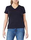 Tommy Hilfiger Damen Heritage V-NK Tee T-Shirt, Blau (Midnight 403), Medium (Herstellergröße: M)