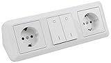 MC POWER - Steckdosenblock Unterbausteckdosen | CUP | 2x Steckdose, 1x Schalter, 250V~ / 16A, Aufbau, weiß, p