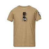 Laufshirt Herren Sommer Basic Regular Fit Rundhals Herren T-Shirt Modern Urban Trend Mode Epauletten Design Herren Kurzarm Täglich Casual Atmungsaktives Shirt A-Khaki M