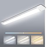 LED Feuchtraumleuchte 60CM Dimmbar LED Röhre，20W 2000LM LED Deckenleuchte Panel Werkstattlampe Dimmen per Schalter (3500K-4000K-6500K) für Keller Garage Küche Lager Wohnzimmer [Energieklasse A++]