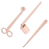 Pilopgaso 3-in-1 Kerzenlöscher-Set mit Löscher, Trimmer und Schneider für Kerzen, Edelstahl-Dochtschneide-Set (Roségold)