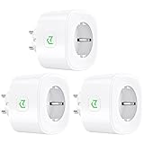 Meross WLAN Steckdose 16A, Alexa Steckdose misst den Stromverbrauch, Smart Steckdose mit Fernsteuerung, Sprachsteuerung und Zeitschaltuhr, Kompatibel mit Alexa, Google Home und SmartThings, 3er Pack