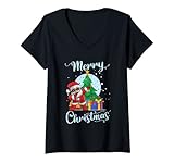 Damen Dabbing Weihnachtsmann Weihnachten Jungen Männer Lustig Xmas Dab Dance T-Shirt mit V
