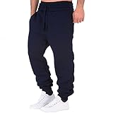 Xmiral Herren Jogginghose Elastische Taille Mit Kordelzug Einfarbige Sportarten Haremshose Fitness Laufhosen (Marine, XL)