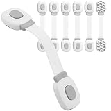 BillyBath Premium Baby Schranksicherung Kindersicherung für Schubladen Kühlschrank Toilettensitz mit Starker Kleber ohne Bohren Schrankschloss, grau, 6 Stück