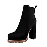 LULUZ Damen Stiefel Leoparden Print Hoher Absatz Frauen Ankle Boots Herbst Winter Stiefeletten Reißverschluss Elegante Winterschuhe D