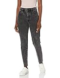 Armani Exchange AX Damen Black Rinse Tapered 5 Pocket Denim Jeans mit Raw Hem, schwarz Denim,