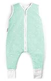 Ehrenkind® Babyschlafsack mit Beinen | Bio-Baumwolle | Ganzjahres Schlafsack Baby Gr. 80 Farbe Mint mit weißen S