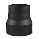 Ofenrohr Reduzierung 180mm  150mm Schwarz - 2mm Stahlblech - Senotherm Beschichtung - rußbeständig - frost- und tauwechselbeständig - erfüllt DIN Norm 1856-2