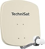 TechniSat DIGIDISH 45 – Satelliten-Schüssel für 2 Teilnehmer (45 cm kleine Sat Anlage - Komplettset mit Wandhalterung und Universal Twin-LNB) beig