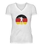 Biathlon Deutschland V-Ausschnitt T-Shirt | Geschenk für Wintersportfans Damen V-Neck S