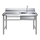 LIQIANG Edelstahl Spülbecken Drinnen Und Draußen, Kommerzielle Mobile Gastronomie Spültisch Mit Ständer Und Wasserhahn, Geeignet für Outdoor- und Indoor-Bars R