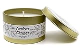 ecope Duftkerze aus natürlichem Sojawachs / Besonderer Duft für entspannte Atmosphäre / Kerzen mit hoher Brenndauer über 16h, 100g Sojawachs / Aromatherapie, Deko, Reisekerzen, Geschenk (Amber Ginger)