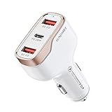 SUNDAREE Auto Ladegerät USB C,38W 3 Port 12V Kfz Handyladegeräte QC 3.0+Type C PD Schnellladen USB 3 Fach Zigarettenanzünder Adapter for Samsung A51/Huawei P30/iPhone 12 8/Xiaomi Poco/OnePlus/Tab