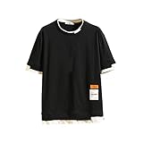 GURUNVANI Kurzärmeliges T-Shirt für Herren, Hip-Hop-T-Shirt, O-Ausschnitt, Sommer-T-Shirt, 3168 schwarz, XXL/3XL