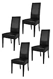 Tommychairs - 4er Set Moderne Stühle Luisa für Küche und Esszimmer, robuste Struktur aus lackiertem Buchenholz Farbe Schwarz, Gepolstert und mit schwarzem Kunstleder bezog