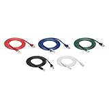 Amazon Basics Ethernetkabel Cat6, knickgeschützt, 152 cm, 5 Stück, Schwarz/rot/blau/weiß/grü