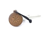 Laserfaktur Schlüsselanhänger Vegvisir aus Walnussholz | Wikinger Kompass | R