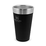 Stanley Adventure Stacking Beer Pint 473 ml / 16OZ Matte Black - Edelstahlbecher hält 4 Stunden kalt - BPA-frei -Stapelbare - Doppelwandiger, vakuumisolierter Pint-Becher - Spü