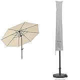 Schneider-Schirme rund Sonnenschirm Adria, 8-teilig, Natur, 300 x 300 x 260 cm & Schutzhülle für Sonnenschirm, silber, bis ca. 300 cm Ø