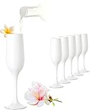 PLATINUX Weiße Sektgläser Champagnergläser 200ml Set 6 Teilig aus Glas Prosecco Sektflöten Sektkelche Sektg