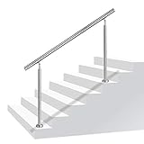 LZQ Edelstahl-Handlauf Geländer für Treppen Brüstung Balkon mit/ohne Querstreben (160cm, ohne Querstreben)