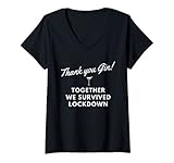 Damen „Thank You Gin, Together We Survived Lockdown“-Design. T-Shirt mit V