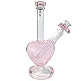 GHODT Herz Bong Glas mit Stecksystem - 21cm Höhe - 5mm Glas - Pink mit Glaskopf in H