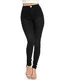 JYONE Jeans Damen, Skinny Jeans Denim High Waist Slim Leggings Röhrenjeans Bleistifthose Bleistift Hose, Black, XL